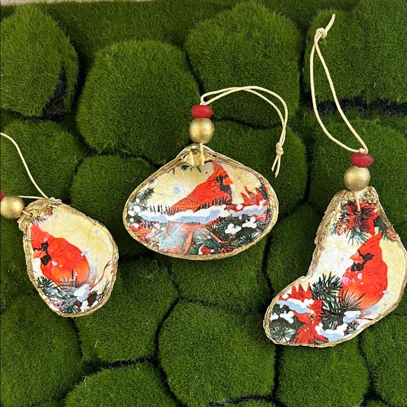 Other - 3 Handcrafted Decoupaged Red Cardinal  Ornaments